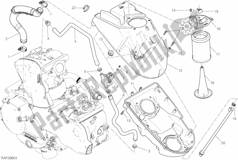 All parts for the Air Intake - Oil Breather of the Ducati Supersport S 937 2018